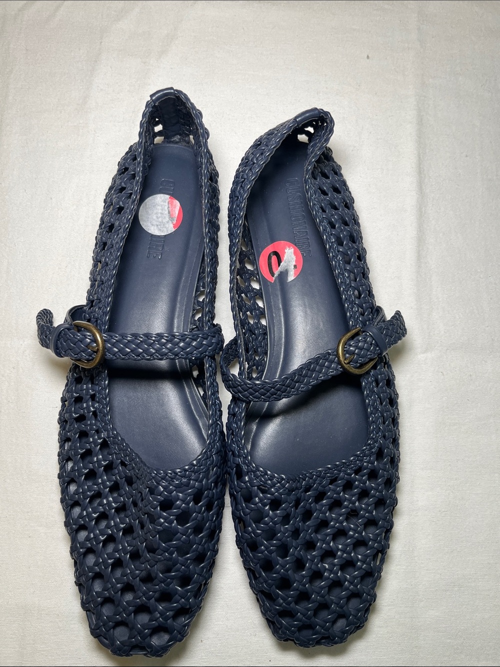 Cushionaire Woven Mary Jane Flats - Navy